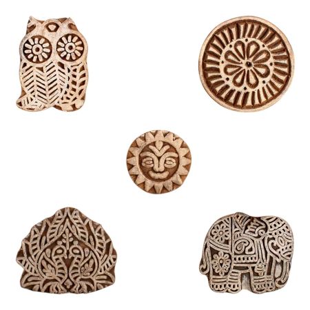 Set of 5 Piece New Mix Wooden Printing Block